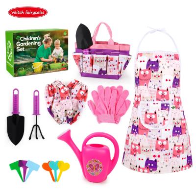 China Veitch Fairy Tales Child Gardening Equipment Set Pastoral Apron Watering Can Shovel Preschool Play Toy Gift For Girl Boy Outdoor Tool Garden for sale