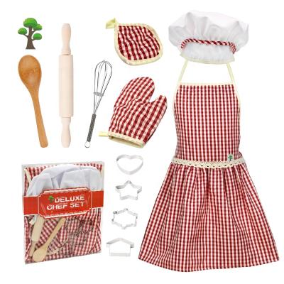 China Weiqitonghua Kids Apron Kids Pretend Play Food Cooking Game Child Apron Baking Tool Kit Toy For Girl Kitchen for sale