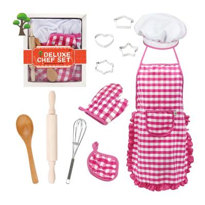 China Weiqitonghua Kids Apron Kids Pretend Play Food Cooking Baking Child Toy Kitchen Set For Girl Play Tools Apron for sale