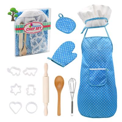 China Weiqitonghua Kids Apron Kids Pretend Play Food Cooking Baking Kitchen Toy Set For Girl Child Apron Play Tools for sale