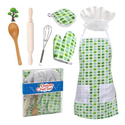 China Weiqitonghua Kids Apron Kids Pretend Play Food Cooking Baking Kitchen Toy Set For Girl Child Apron Play Tools for sale