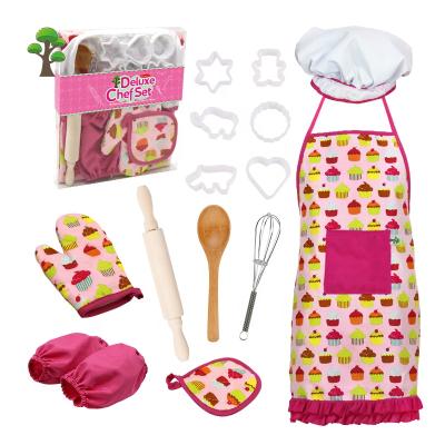 China Weiqitonghua Kids Apron Kids Pretend Play Food Cooking Play Tools Apron Child Baking Kitchen Set Toy For Girl for sale