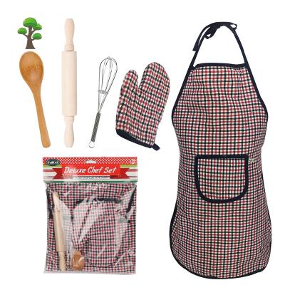 China Kids Apron Toddler Pretend Play Cooking Toddler Baby Kid Boy Girl Hat Apron Kits Mini Kitchen Toy Set For Tools Kids Chef for sale