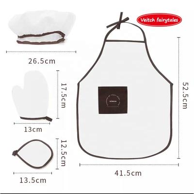 China Veitch's Fairy Tales Drinks/Food Pretend Role Play Costume Kitchen Toy Baking Cooking Accessories Children's Apron Mittens Chef Hat For Kid Girl for sale