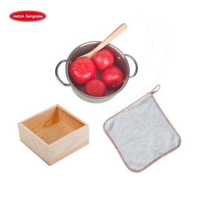 China Play Food Veitch Fairy Tales Kids Pretend Play Cooking Toy Cookware Kid Girl Kitchen Toy Cutting Fruit Vegetable Stainless Steel Kitchen for sale