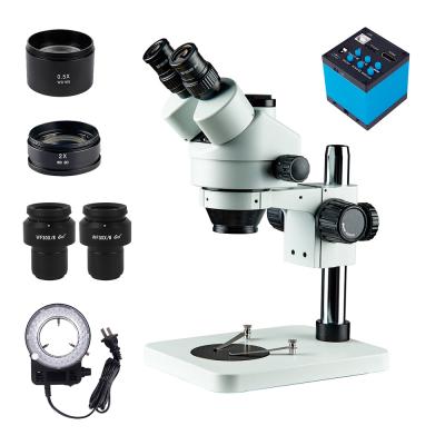 China Industrial Simul-Focal USB 16MP VGA HDMI Stereo Welding Microscope Lab 7X 45X Trinocular PCB Repair Trinocular Stereo Microscope Phone PCB Camera for sale