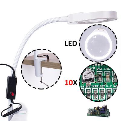 China Mini Size PD-032A 10X Led Magnifying Lamp and Magnifier Desk Lamp is used to magnify small Micro-substances for sale