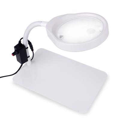 China Mini Size PD-032C 10X 20X Glass Magnifier Desktop Magnifier with Led Lighting for sale