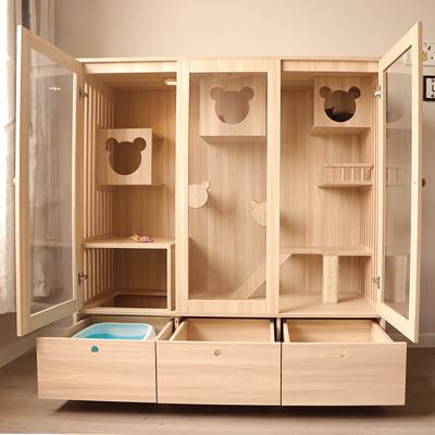 China 2022 New Arrival Breathable Luxury Pet Villa Cat Scratch Modern Wooden Furniture House With Toys Bed Scratched Board for sale