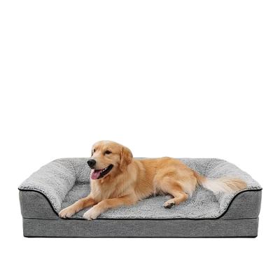 China Factory Price Removable Drak Gray Dog Sofa Bed Sofa Luxury Leather Waterproof Dog Bed for sale