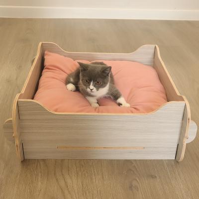 China Breathable Soft Pad Bed Frame Dog Bed Frame Outdoor Pet House Pad Cushion Mat Wooden Wood For Dog Cat Pets Sleeping for sale