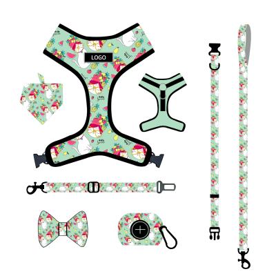 China Creative Custom DETACHED Dog Pattern Dog Harness Set Factory Price Adjustable Chest Strap Dog Harness and Leash for sale