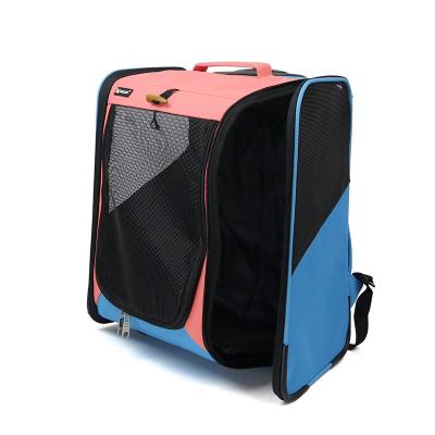 China 2022 Viable Portable Foldable Dog's Backpack Carrier Pet Travel Tote Bag with Wheels for Cat Small Dogs for sale