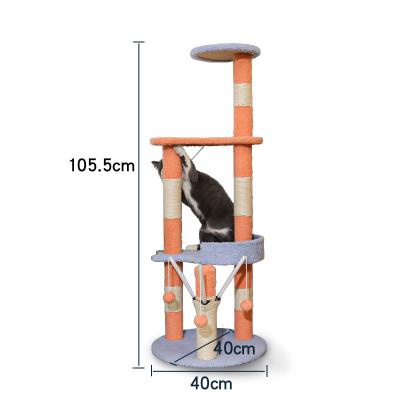 China High Quality Viable Luxury Cardboard Material Cat Tower Tree Cat Climbing Frame Interactive Pet Toy For Pets for sale