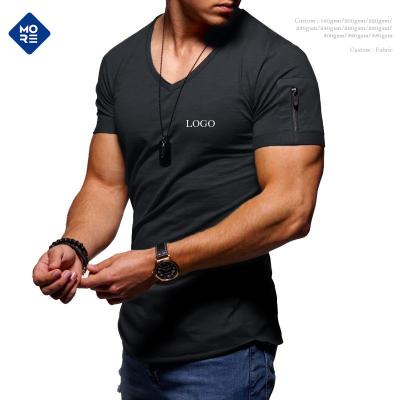 China Others Dropshipping Luxury Slim Fit Men's Cotton Polyester Plus Size Plain T-shirt Men's Flock Print T-shirts Fit Men's Shirts for sale