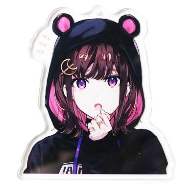 China Eco-friendly Acrylic Anime holo plastic souvenir gifts promotion glitter charm custom printed acrylic key chain for sale