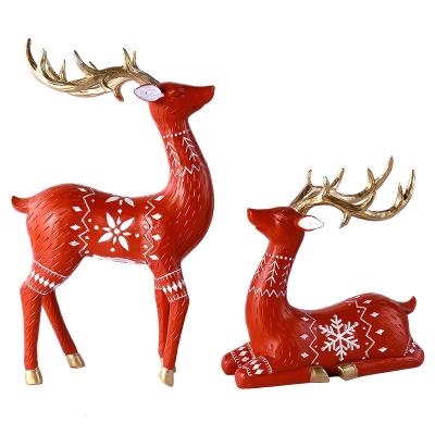 China Home Decor Factory Direct Resin Christmas Ornaments Santa Statues Red Deer Christmas Indoor Decorations for sale