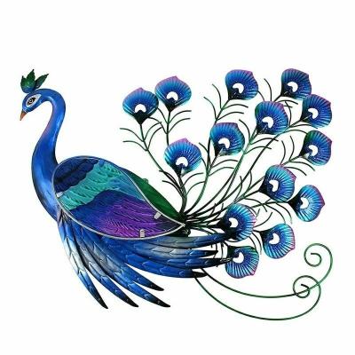 China Outdoor Europe Metal Peacock Wall Artwork Garden Decoration Miniature Sculptures for sale