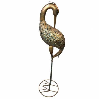 China Crane Garden Sculpture Ornament Metal Animal Bird Europe Heron Statue for sale