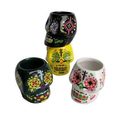 China Other Cearmic 2oz Mini Beer Mugs Small Spirit Shot Glass Cocktail Cup Skulls Shot Glass for sale