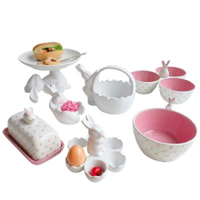 China Home White Ceramic Decor Sets Easter Bunny Dinnerware Sets / Easter Dinnerware / Gifts Easter For Easter for sale