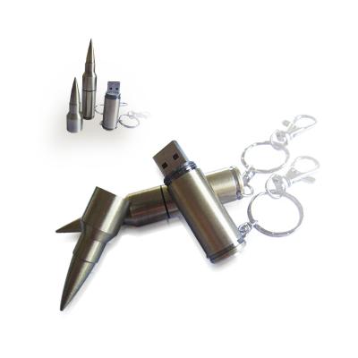 China Bullet Shaped USB Stick Metal Bullet Flash Memory Stick USB Drive Gold Gun Silver Color for sale