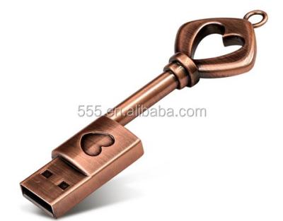 China Key Copper Love Form Flash Drive USB 2.0 Pen Drive USB Drive Memory Stick for sale