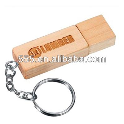 China Gifts Engraving Logo USB Wooden Stick Key Chain for sale