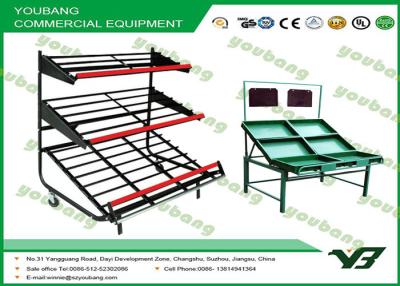 Cina Scaffale di esposizione di bassa potenza dell'ortaggio da frutto del cavo con le ruote, scaffale del veg di 3 file in vendita