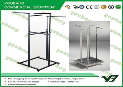 China Adjustable height Metal 4 way garment rack , hanging clothing rack Powder coated for sale