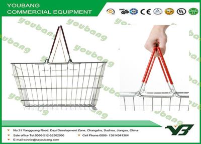 China Double Handle Supermarket Shopping Basket , wire mesh shopping basket Silk screen printing for sale