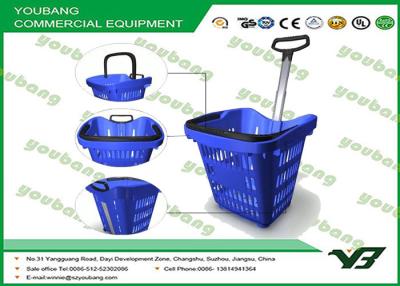 China  HDPP / HDPE Rolling Grocery Basket , Supermarket Shopping Basket Cart With Wheels for sale