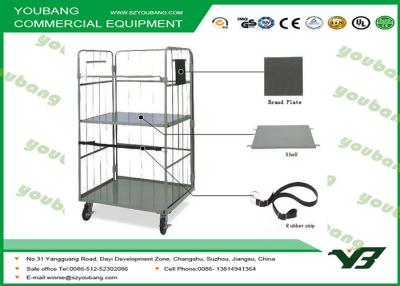 China Zinc Plated Foldable Warehouse Trolley Security Roll Containers with Metal Wires for sale