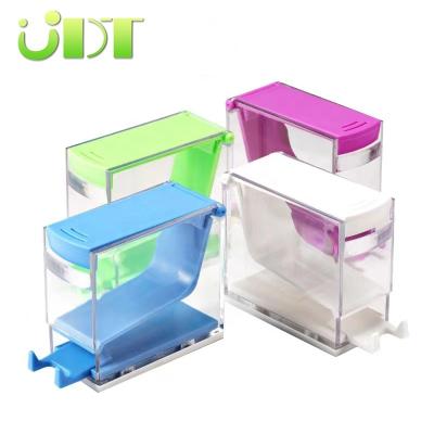 China UDT Cotton Roll Box Plastic Colorful White Blue Purple Green Economic Dental Push Type for sale