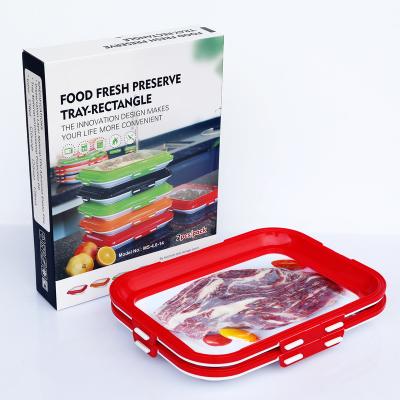 China 2-Piece Rectangle PP Freshfood Plastic Stackable Airtight Seal Storage Container Smart Creative Food Preservation Tray for sale