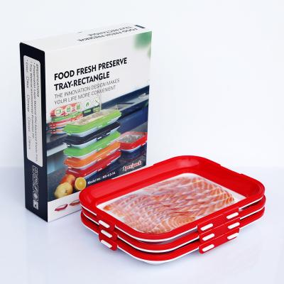 China 3-Piece Rectangle PP Freshfood Reusable Stackable Airtight Seal Storage Container Smart Creative Food Preservation Tray for sale