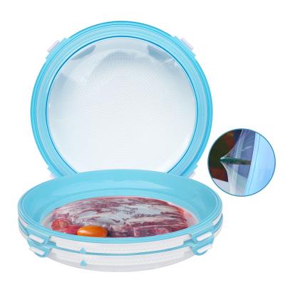 China New Style Sustainable Fruit Vegetable Freezer Reusable Plastic Seal Storage Vacuum Preserve Creative Lid Food Storage Tray for sale