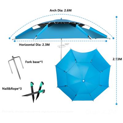 China 2020 Wholesale 2.6M Modern Dual Layer UV Protection Outdoor Windproof Large Fishing Umbrella for sale