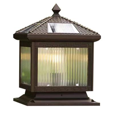 China Villa Garden new Outdoor landscape fence waterproof IP65 garden column lighting LED door courtyard solar column pillar light for sale