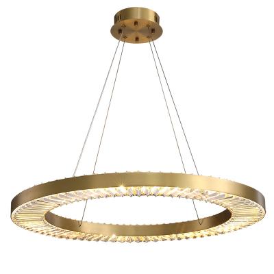 China Modern luxury living room light hotel villa led lamp large round ceiling mounted lighting gold pendant lights crystal chandelier for sale