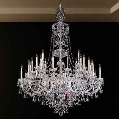 China Modern Luxury Hanging Light Large Ceiling Lamp Villa Hall Stairs Baccarat Crystal Chandeliers Modern Custom Made for sale