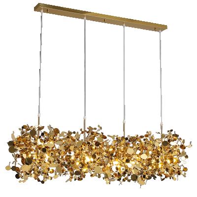 China Luxury Modern Gold Large Leaf Chandeliers for Dining Room, Kitchen Island (Adjustable Height, 1.0mm Stainless Steel) for sale