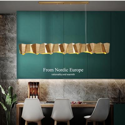 China Modern luxury gold linear chandelier for dining room table, hotel lobby, villa, cafe, bar, restaurants for sale