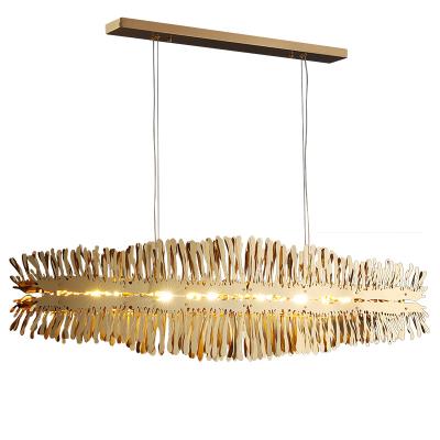 China Modern Modern Luxury Linear Chandelier Pendant Light for Dining Room, Kitchen Island ((Gold and Chrome, Size Adjusted, G4 Bub) for sale