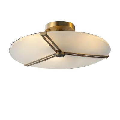 China American Single Outdoor Mounted Ceiling Lamp LED Copper Frosted Glass Bedroom Luxury Home Study Living Room Decorative Ceiling Lamp for sale