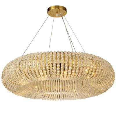 China Modern Luxury Contemporary Crystal Pendant Light Ring Chandelier Light Indoor Modern Dining Room Living Room Lighting Decoration for sale