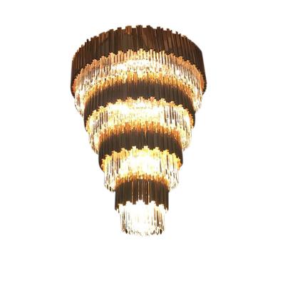 China Modern Decoration Luxury Pendant Modern Lead Crystal Stairs Chandelier Light For Living Room Hotel Lobby Customizable Modern Light for sale