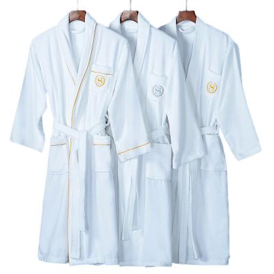 China Hotel soft beauty salon thickened four seasons bath absorbent bathrobe universal white nightgown embroidered logo cotton bathrobe for sale