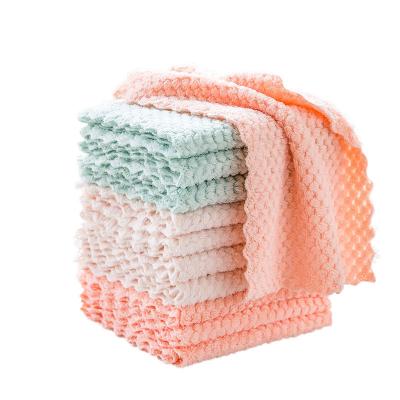 China Sustainable Housework Grid Pineapple Lace Cleaning Kitchen Towel Degreasing Rag Custom Hand Towel Absorbent Lazy Manufacturers Wholesale for sale