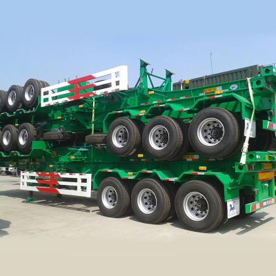 China Truck trailer 3 axle 4 axle 20ft 40ft skeleton container semi trailer gooseneck skeleton semi trailer for sale for sale